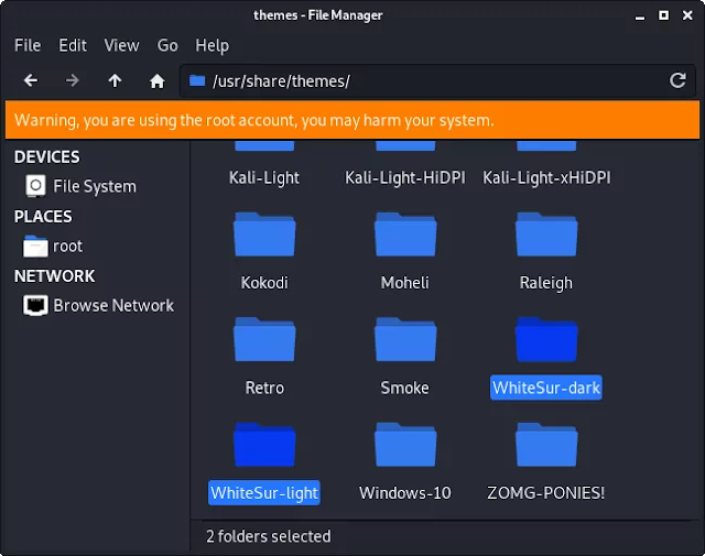 whitesur themes in directory