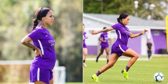Es jugadora de fútbol, tiene casi seis meses de embarazo y sigue entrenando