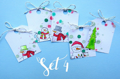 SRM Stickers Blog - Snowflakes in the Air by Shannon -#christmas #tags #gifttags #clearstamps #janesdoodles #warmwishes #twine #shimmertwine #DIY