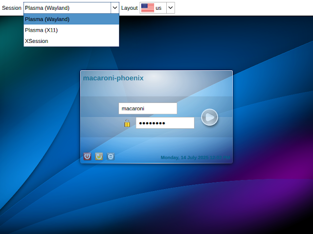 Macaroni OS: Login (Live ISO)