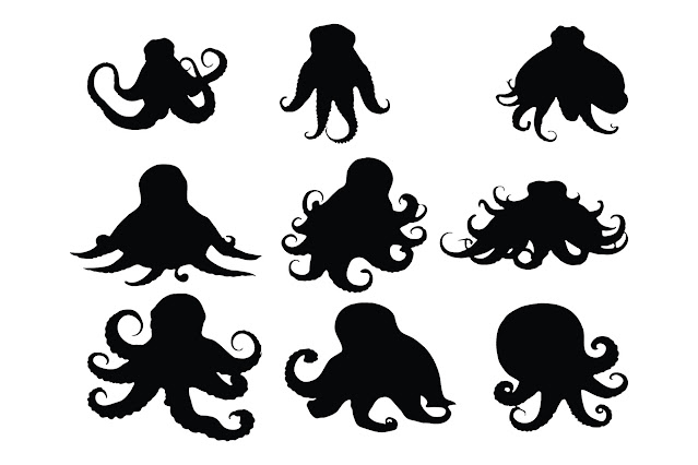 Octopus silhouette collection vector free download