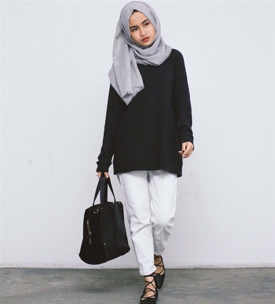 gaya model hijab simple casual terbaru 2017/2018
