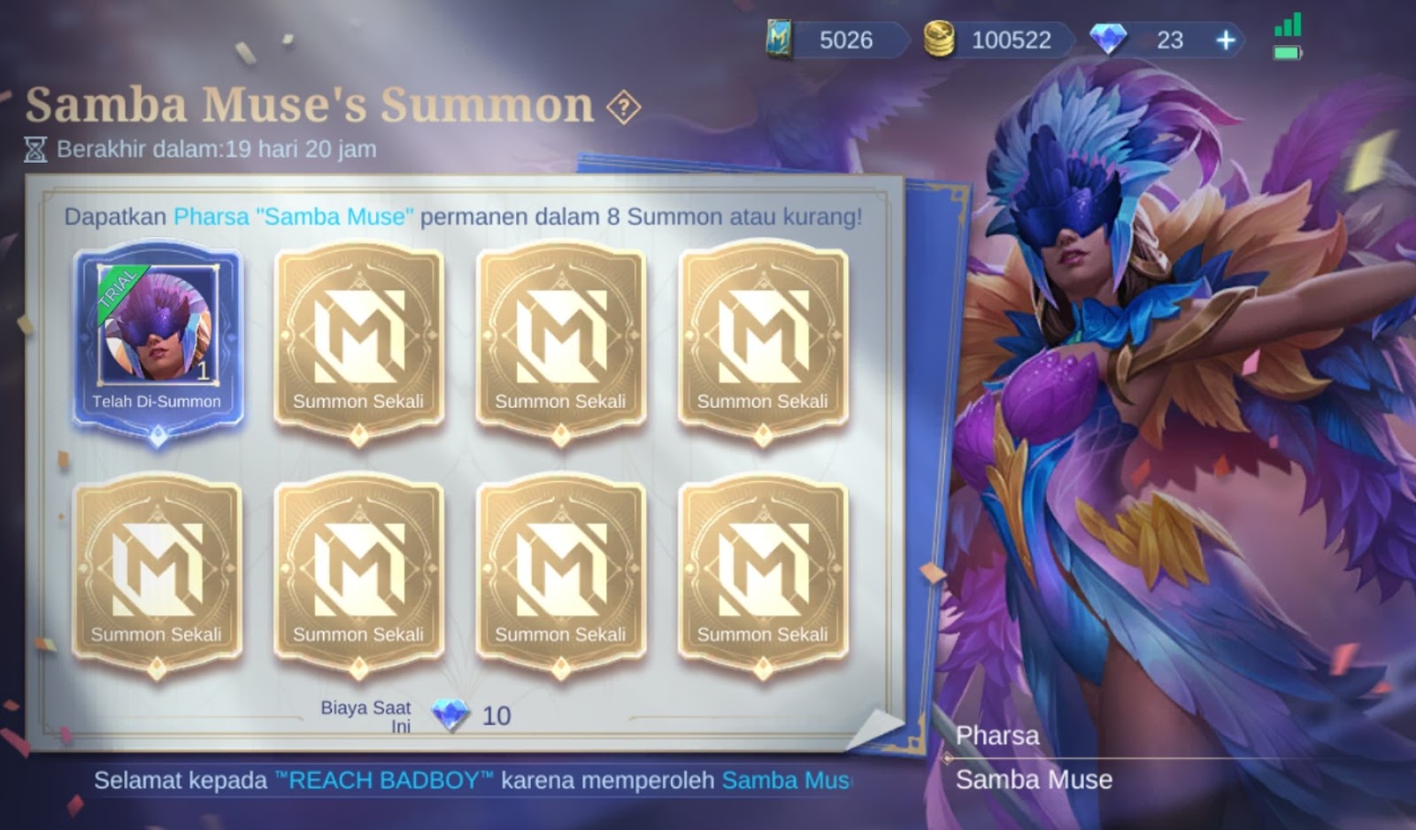 Event Samba Muse Summon Mobile Legends