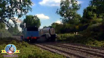 Spencer Thomas and his friends Gordon the tank engine returning to sea fishing port of Brendam docks