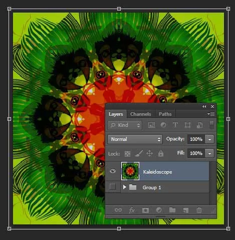 Resize the Kaleidoscope Layer Using Free Transform.