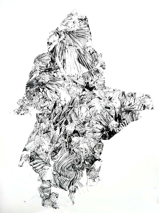 Anouk Griffioen Oerias, 2017  charcoal on linen 200 x 137 cm