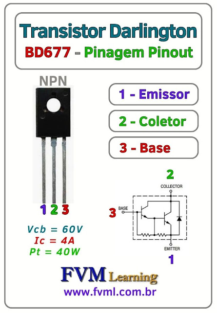 Datasheet-Pinagem-Pinout-transistor-NPN-BD677-Características-Substituição-fvml