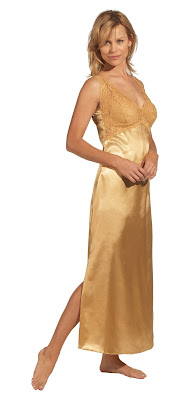 Young blond woman in long gown 1