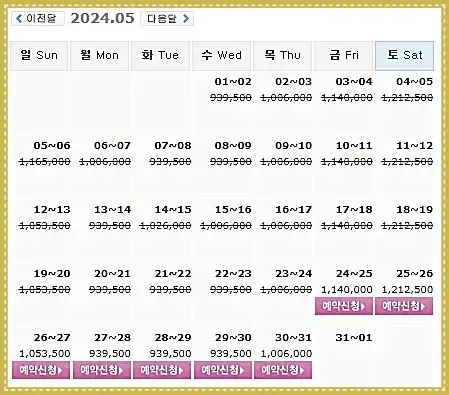 사우스케이프CC 1박 2일 패키지 가격: 5월 24일 기준