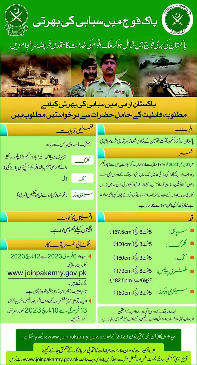 Latest Jobs of Soldiers, Clerks, and Chefs in the Pakistani Army 2023||Job saving