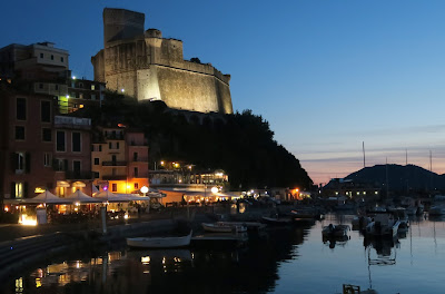 Lerici Castle and harbour at night