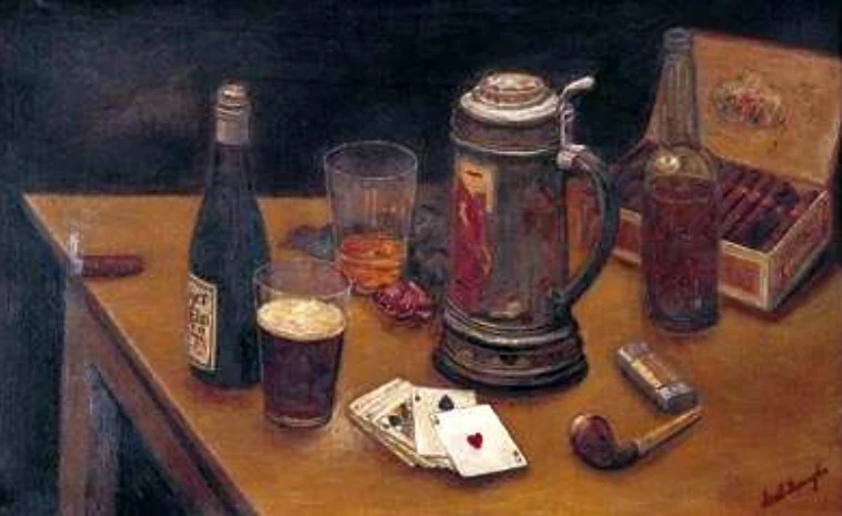 Luis Desangles – Still life with alcohol and cigars
