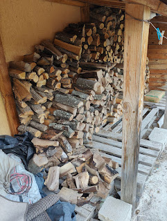 Stacking the wood up here