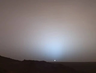 Martian Sunsets are blue due to the scattering of light by the dust particles