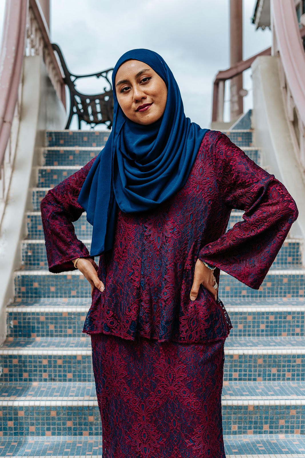 Eid al-Fitr 2019 Outfit: Jewel-Toned Red & Blue Lace ...