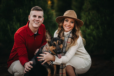 Holiday couples photos at Christmas Tree Farm San Diego CA by Morning Owl Fine Art Photography. 