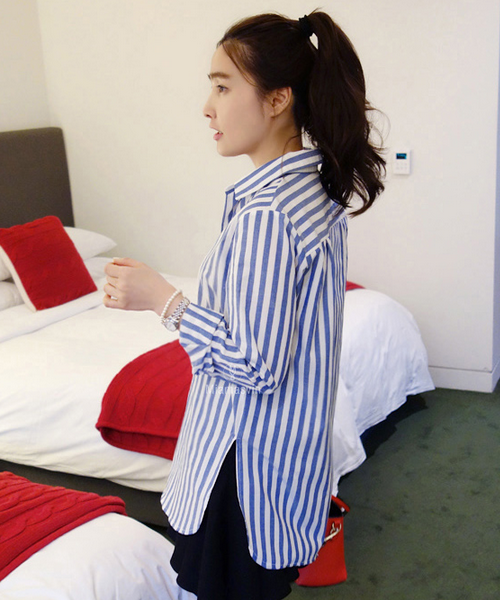 Pleated Stripe Shirt