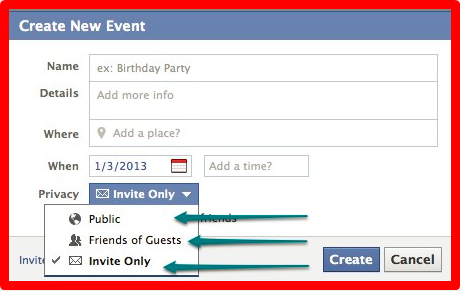 Private Events on Facebook