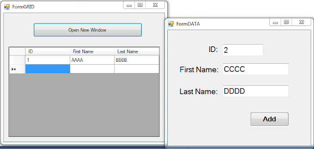 insert data to DataGridView from another form in vb