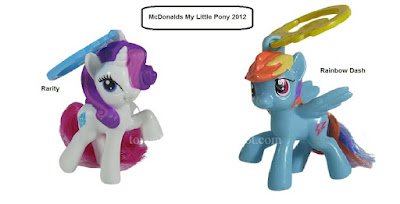 McDonalds My Little Pony Happy Meal Toys 2012 Rarity and Rainbow Dash with clips