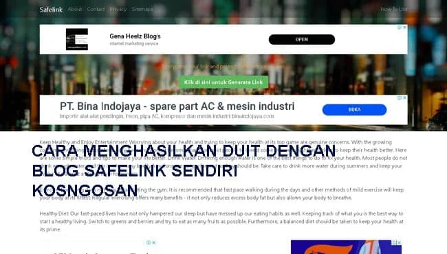 cara menghasilkan uang blog safelink