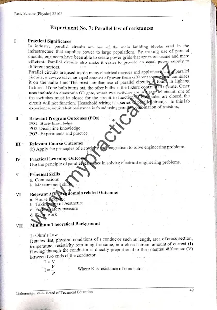 Parallel Law Of Resistances Practical Answer First Year - My Practically