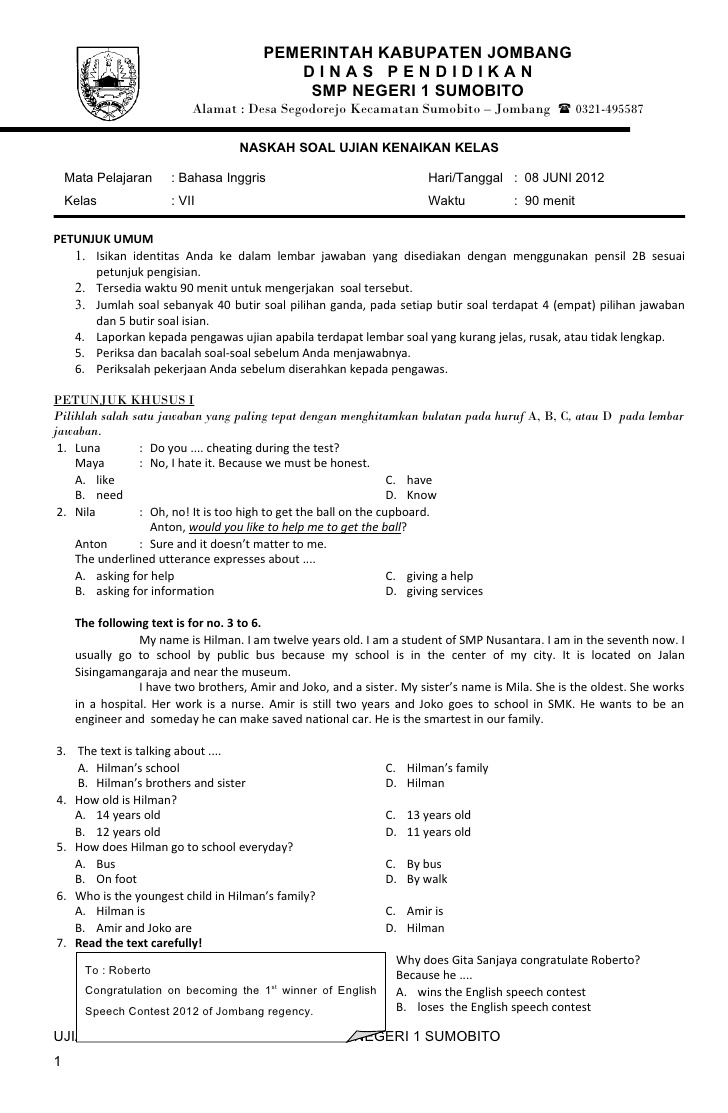 Kumpulan Soal Bahasa Indonesia Kelas 5 Semester 1