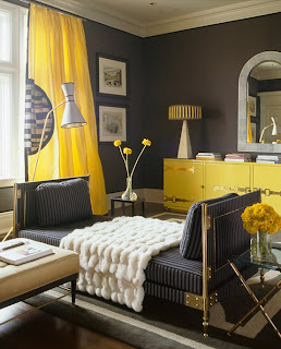 habitación amarillo con negro