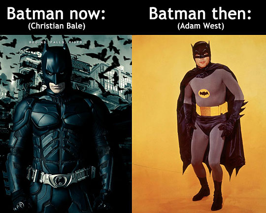 Batman Now (Christian Bale) - Batman Then (Adam West)