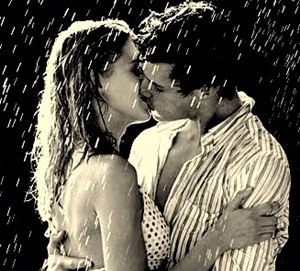 kissing in the rain