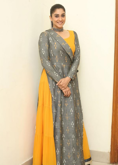 Regina Cassandra Looked Gorgeous in Mustard and Grey Anarkali