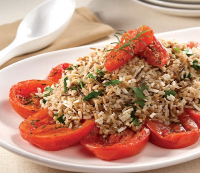 Arroz 7 Cereais com Agrião e Tomates ao Forno (vegana)