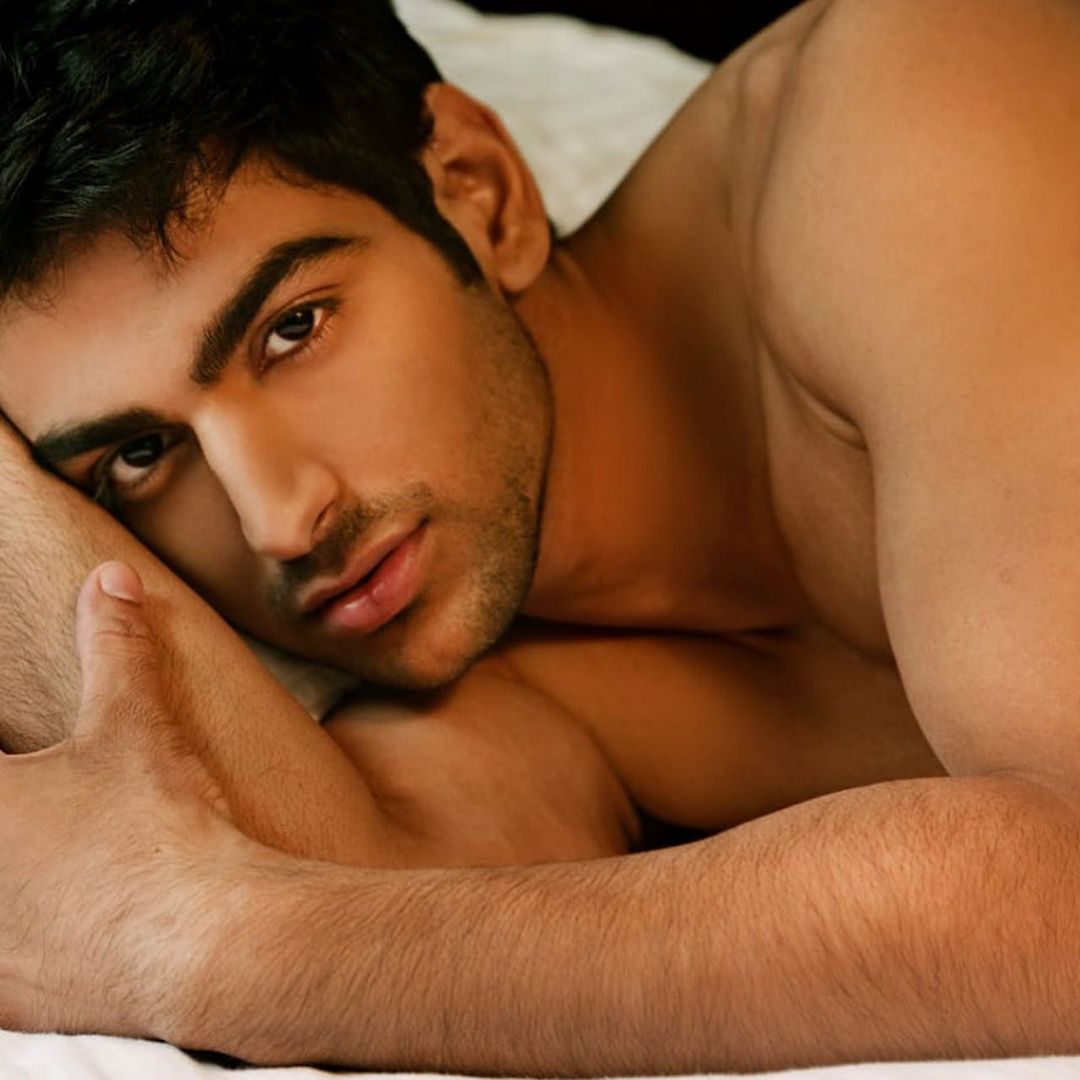 Cute guy in bikini briefs in bed: Hot model with great body: series 