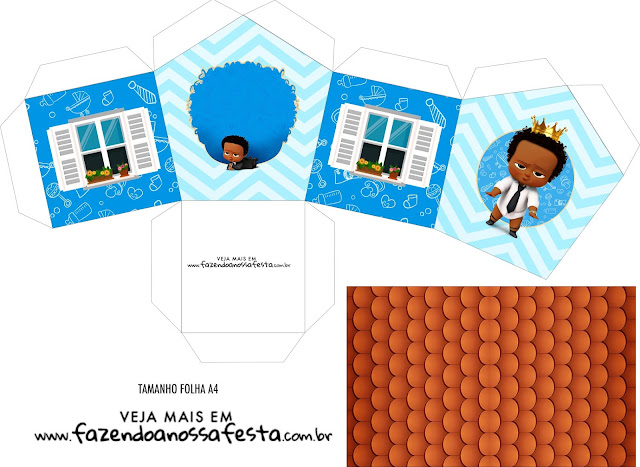 The Boss Baby Afro: Free Printable House Shapped Box.