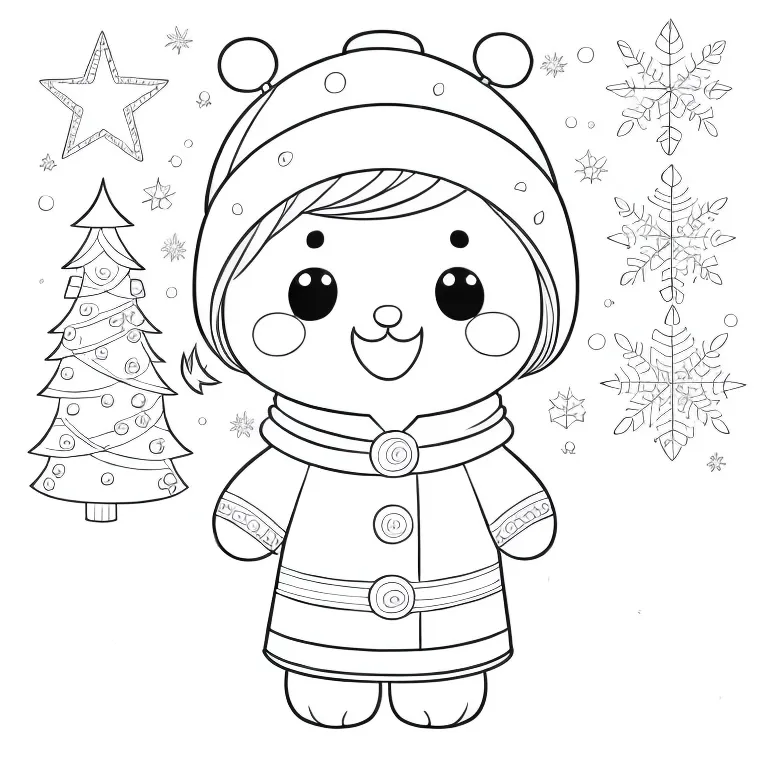 Printable Christmas Boy Coloring Pages for Kids