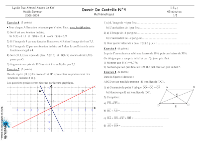 devoir de contrôle 4 math 1ère année