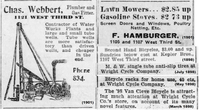 Wright Cycle Company and business ads 1898-18901