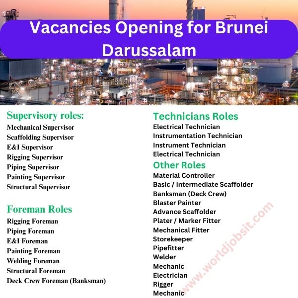 Vacancies Opening for Brunei Darussalam