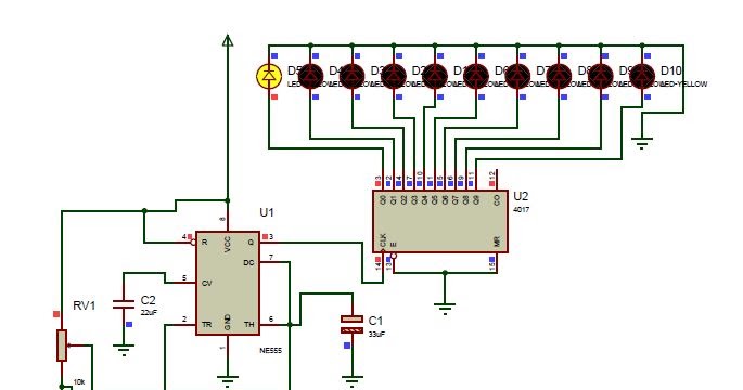 Membuat Rangkaian Running LED  sederhana menggunkana IC 