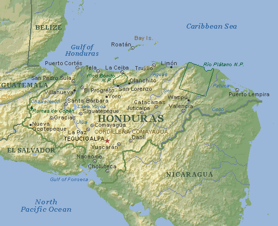 departamentos de honduras. HONDURAS