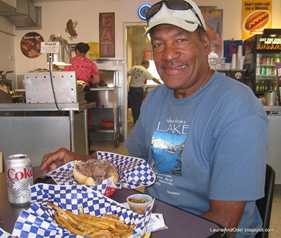 Odel with his Vienna Beef Sandwich