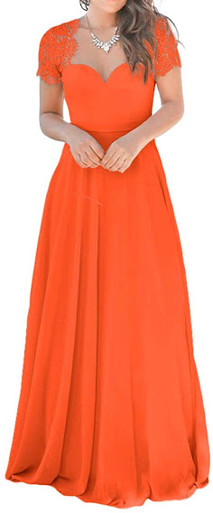 Orange Chiffon Dresses for Bridesmaid