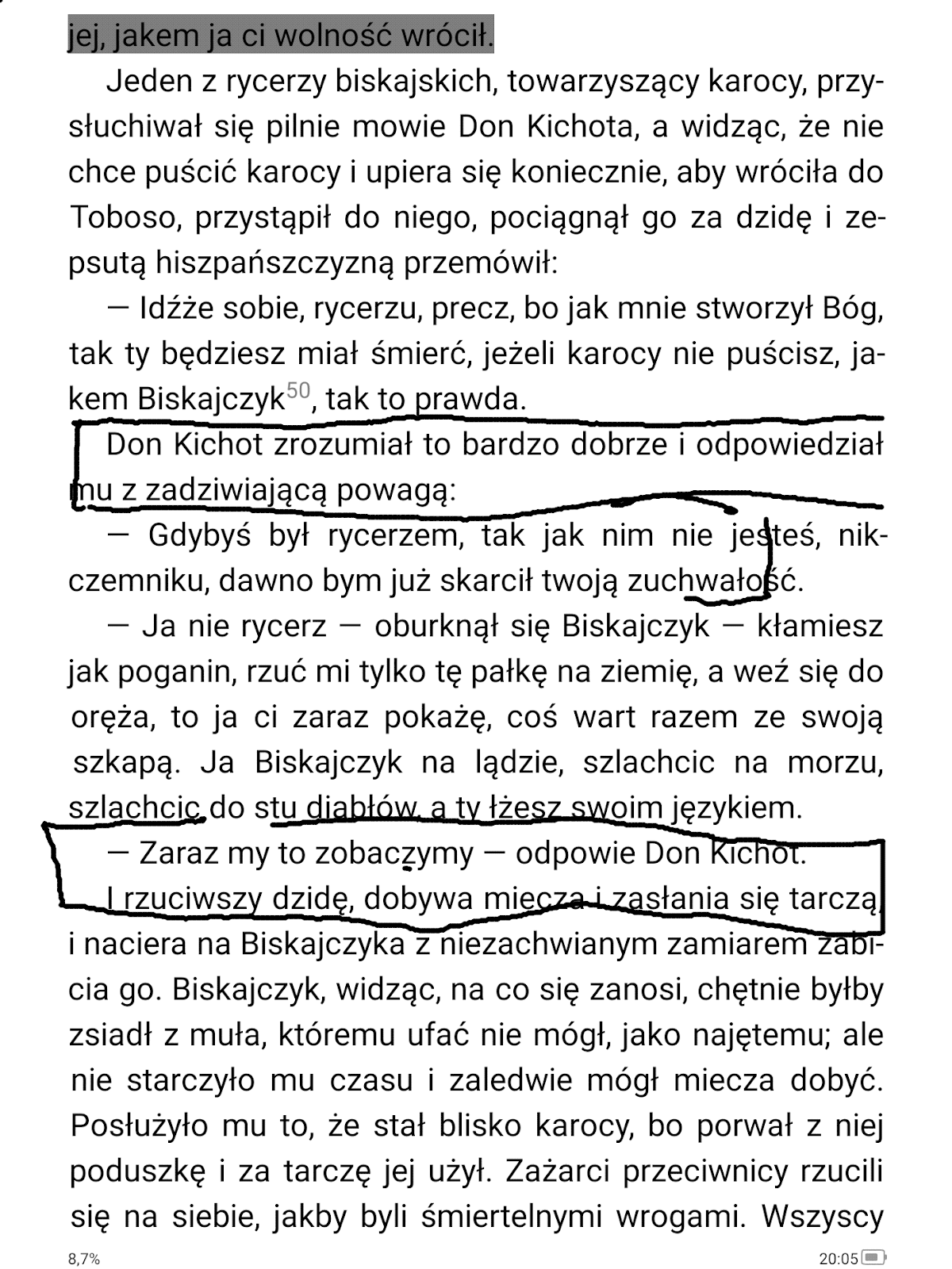 PocketBook InkPad X Pro – przykład, jak zmiana ustawień czcionki i układu tekstu wypływa na położenie odręcznych notatek