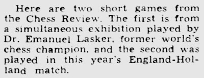 1939, Emanuel Lasker Simultaneous Exhibition Chess Game, New York.