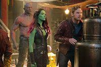 Chris Pratt, Zoe Saldana and Dave Bautista in Guardians of the Galaxy