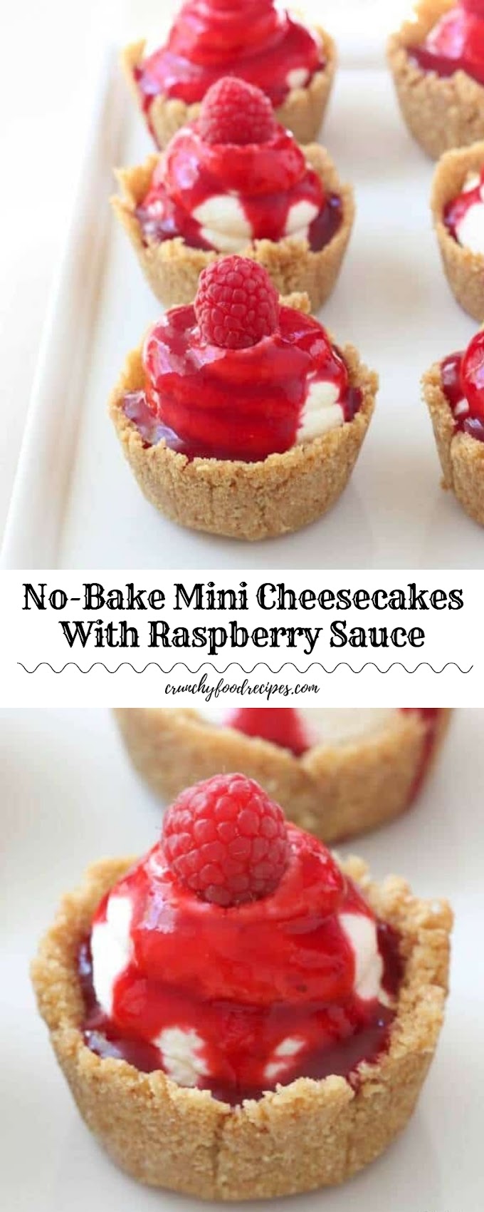 No-Bake Mini Cheesecakes With Raspberry Sauce #valentine #dessert