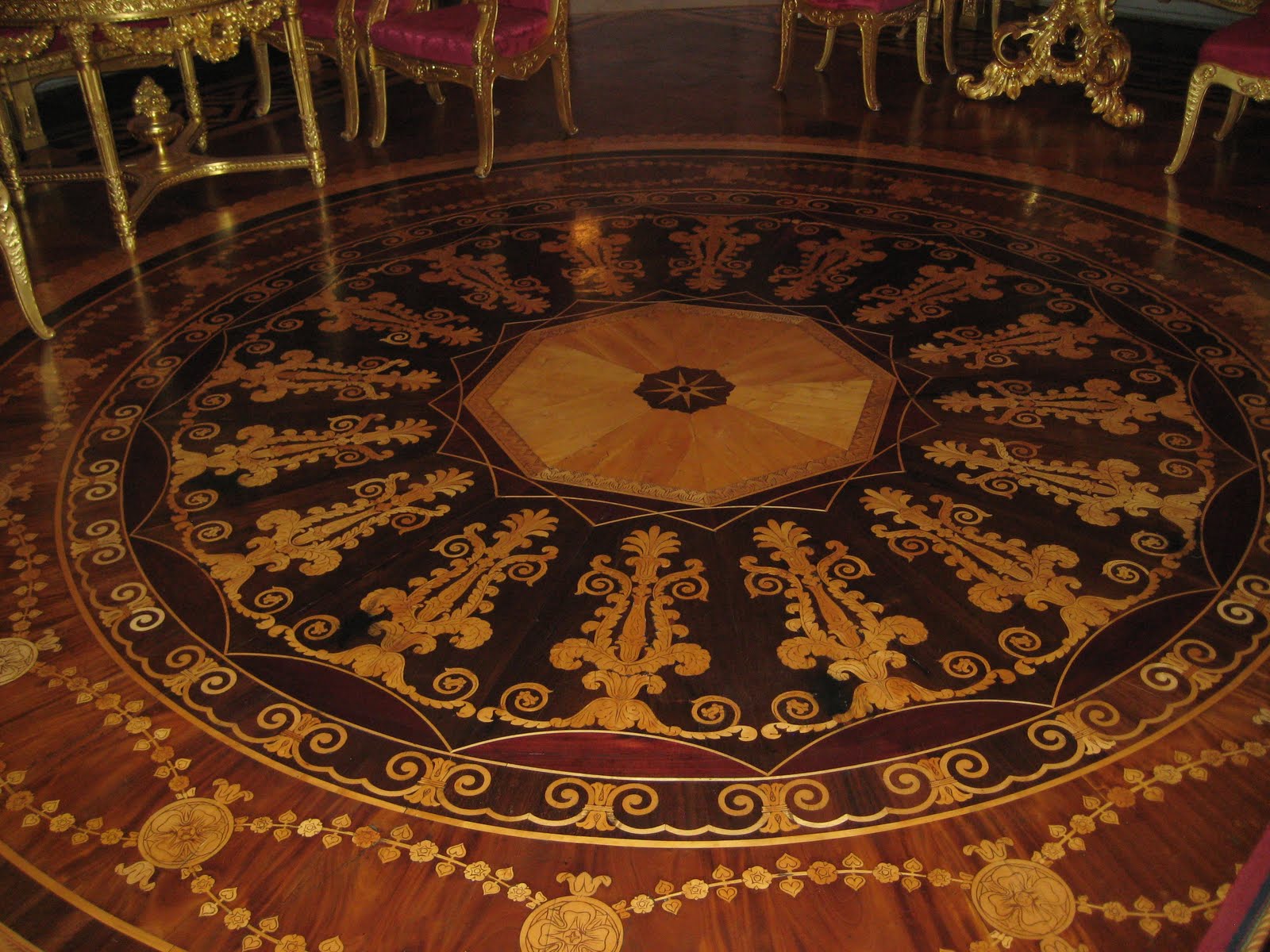 Parquet Flooring. Hardwood Floor Border & Medallion Inlays.