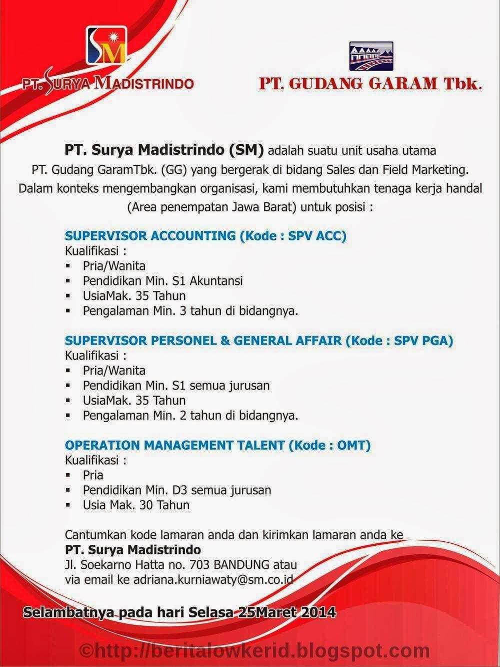 PT Surya Madistrindo Info Lowongan Kerja Terbaru Bandung 