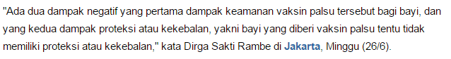 Ibu Ibu Harus Tau ! Ini tanda balita terkena vaksin palsu