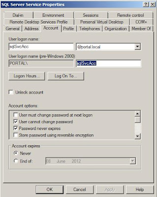 SQL Server Services Account